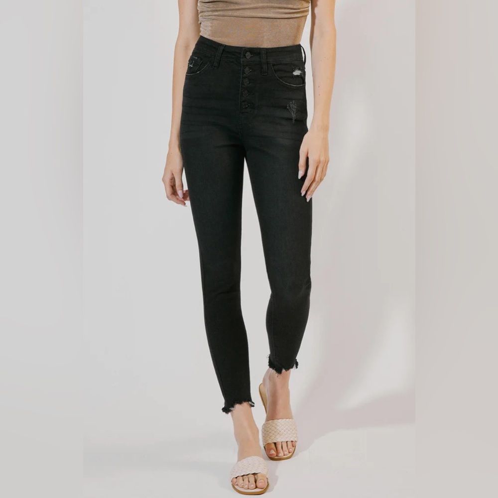 KanCan Greyson Ultra High Rise Super Skinny Jeans in Dark Grey